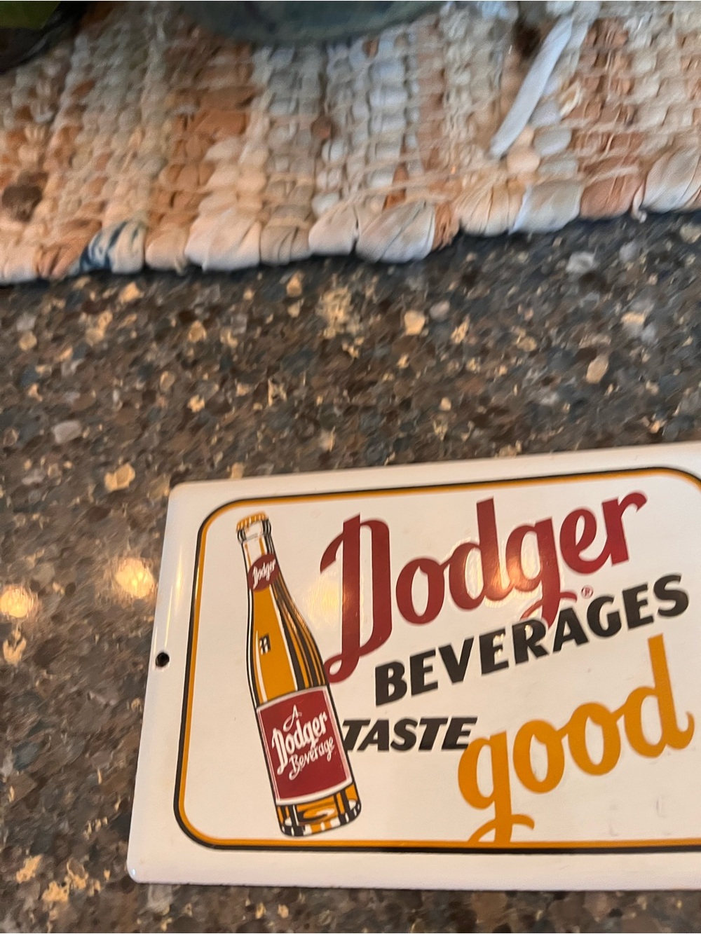 Beverages Wall Sign in White, Gold, and Red
